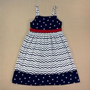 Beebay Girls Navy, Red, and White Kids Dress with Stars and Stripes Size 8